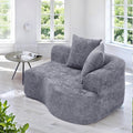 L Shaped Single Sofa, Modern Comfy Chenille Fabric Loveseat Couch, No Assembly Required Small Couch with Deep Seat, 2 Pillows for Living Room, Apartment, Bedroom
