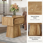 Tribesigns End Table with Storage Drawer, Modern Wooden Side Table with Curved Handle, Small Nightstand for Living Room, Bedroom, Small Spaces (Natural Wood Color)