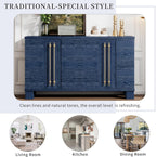 Modern Sideboard Cabinet 60-Inch Wood Console Storage Cabinet Credenza Dining Buffet Table with 4 Doors and Adjustable Shelves for Living Room Entryway, Navy Blue
