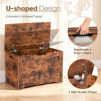 SUPER DEAL Storage Chest, 30 inches Chest Box Organizer with 2 Safety Hinges, Wooden Entryway Storage Bench, Rustic Brown