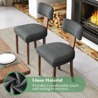 AMERLIFE Kitchen Chairs, Set of 4 Modern Linen Chairs with Upholstered Curved Backrest & Seat, Hardwood Frame, Dark Grey