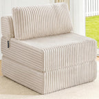 Convertible 4-in-1 Folding Sofa Bed Sleeper Chair, Single Beige | MEGAYES Foldable Chaise Couch Lounger & Mattress Pocket Coil+Foam Fill Medium Support, No Assembly for Living Room/Bedroom