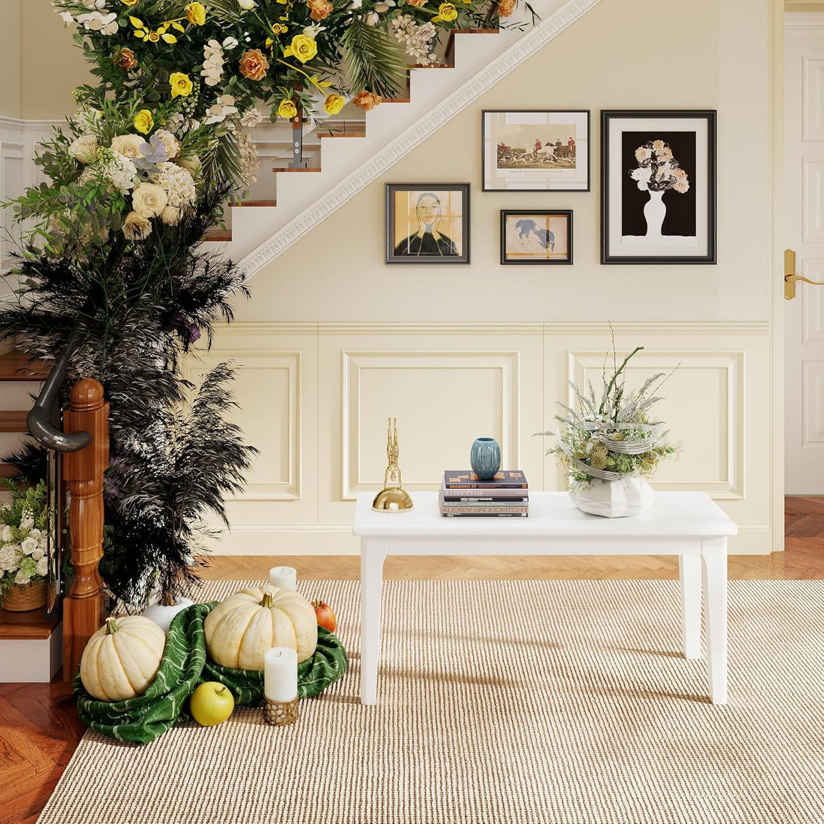 Dining Bench 39.4" Solid Oak Wooden Bed End＆Entryway Bench for Living Room Bedroom Kitchen(White)