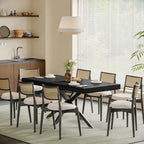 Extendable Dining Room Table for 4 6 8,55"-70" Kitchen Table Leaf,Black