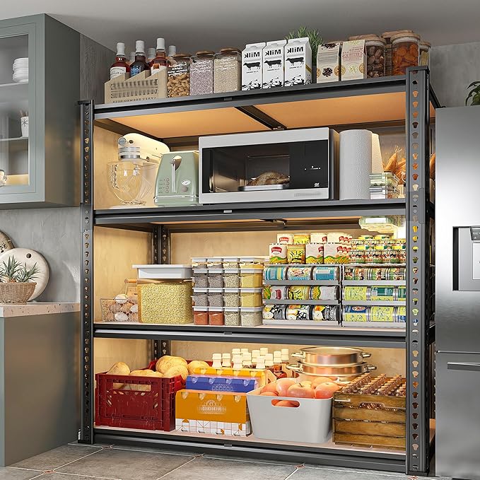 REIBII 40" W Garage Shelving 2000LBS Storage Shelves Adjustable Metal Shelving 4 Tier Metal Shelves Pantry Shelf for Closet Basement Kitchen 40" W x 19.7''D x 60''H