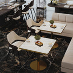 SSLine Marble Square Dining Table,31.5" Tulip Table Bistro Table for 2-4 People,Modern Kitchen Dining Room Furniture with Sintered Stone Tabletop and Stainless Steel Pedestal for Small Places