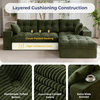 MAXYOYO Couch, 104-Inch L-Shaped Cloud Couch with Ottoman | Dark Green Upholstered Sofa Features Layered Cushions and Flexible Modules with No Assembly, Ideal for Modern Living Rooms.