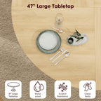 IDEALHOUSE 47 Inch Round Dining Table for 4, Natural Oak | Farmhouse Kitchen Table, 2-Layer Storage Shelf, Wood Slide Door, Space Saving