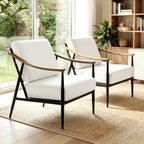 RNKSFX Modern Accent Chair for Living Room Bedroom Mid Century Arm Chair Upholstered Office Accent Chair Comfy Waiting Room Chair with Metal Frame, Cream White
