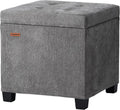 ABHENG Steel Frame Square Ottoman with Storage Gray UASND641G | 17.7" x 17.7" x 17.7", Hold 660 lbs, 48L Storage Capacity, Breathalbe Chenille, Removable Lid, for Dorm Living Room