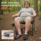 2 Pack Oversized Heavy Duty Camping Chairs for Adults 400LBS Capacity | Portable Folding Lawn Chair with Airflow Backrest, Durable Steel Frame, Cup Holder, Carry Bag for Outdoor, Sports, Fishing