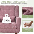 cinkehome Accent Arm Chairs for Living Room, Chenille Upholstered Mordern Armchair, Comfy Soft Padded Lounge Chair in Small Spaces, Bedroom, Pillow, Solid Wood Leg, Purple