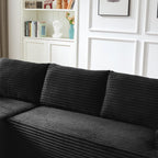 Eafurn 96" L Shaped Cloud Sectional Couch with Chaise, Deep Seat Modular Sectional Sofa Corduroy Memory Foam Sofa Couches for Living Room Bedroom, No Assembly Required, Black