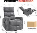 Manual Swivel Rocker Recliner Chair for Adults, Overstuffed Reclining Glider Chair for Nursing with Vibration Massage & Heat, Living Room Rocking Recliner 3-Stage backrest, Chenille Fabric Dark Gray