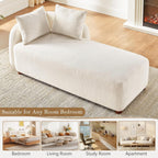 68.9" Chaise Lounge Chair Indoor with Left Facing, Chenille Beige | 2 Throw Pillows, Comfy Reading Chair, Oversized Upholstered Sleeper Chair for Living Room, Bedroom, Apartment