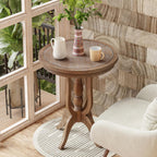 Farmhouse Accent End Table, Rustic Side Table with Natural Top for Family, Dining or Living Room, Handcrafted Finish, Narural Wood Color