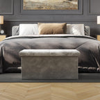 Storage Ottoman - Velvet Tufted Footrest, Linen Chest, or Bench Organizer with Removable Lid for Bedroom, Dorm Room, or Entryway by Lavish Home (Gray)