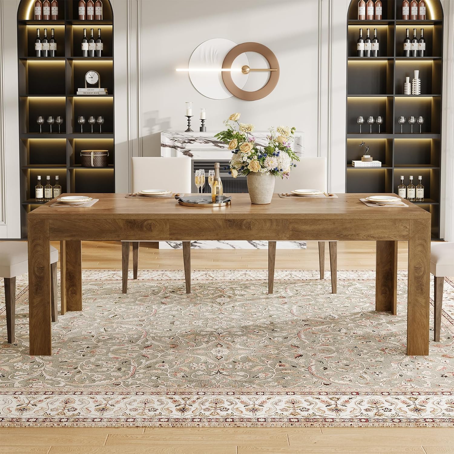 Tribesigns Dining Table for 6-8, 78.7-Inch Long Rectangle Kitchen Table, Modern Kitchen Dining Room Furniture, (78.74" L x 27.56" W), Brown