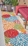 Nourison Home Aloha Indoor/Outdoor Floral Green Multicolor 2'3"X12' Area Rug Runner (2'x12')