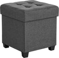 SONGMICS Storage Ottoman, Small Foot Rest, 15 x 15 x 15.7 Inches | Foot Stool with Legs, Load up to 661.4 lb, for Living Room, Bedroom, Dorm, Gray and Black, MELISA Collection ULSF014G01