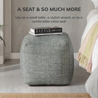 Anji Mountain 16" H x 16" W Handmade Pouf Ottoman for Living Room & Couch | Soft & Fluffy Ottoman Pouf, Lightweight, Decorative Floor Pouf Seating for Bedroom & Home Décor Accent, Green