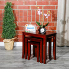 3-Piece Nesting Table Set, Cherry, Space-Saving and Elegant, Perfect for Living Room, Bedroom, or Office, Multi-Functional Use, Sturdy Wood, Easy to Assemble