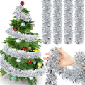 72 Feet Christmas Tinsel Garland Shiny Metallic Tinsel Twist Garland Streamers Ornaments Long Glitter Christmas Tree Hanging Decorations for Party Holiday Wedding Birthday Tree Wall Rail (Silver)