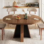 iPormis 43.3in-59in Extendable Round Dining Table for 4-6, Modern Wooden Kitchen Table for Dining Room, Adjustable Size Oval Circle Dinner Tables Furniture for Kitchen Living Room, Walnut Brown