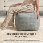 Anji Mountain 16" H x 16" W Handmade Pouf Ottoman for Living Room & Couch | Soft & Fluffy Ottoman Pouf, Lightweight, Decorative Floor Pouf Seating for Bedroom & Home Décor Accent, Green