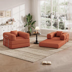 Single Couch Sofa for Small Spaces, 2-in-1 Single Sofa with Soft Corduroy Foldable Chair Lounger Sleeper Sofas for Small Apartment, Living Room, Home Office (Orange, 35.43" Single Sofa)