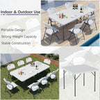 VECELO Folding Card Table Square and Chairs Set, Collapsible Legs & Portable for Indoor/Outdoor, Picnic, 5 Piece, White
