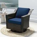 Outdoor Furniture Swivel Chair, Patio Glider Wicker Rocker Seating with Cushions for Porch Deck Balcony (Blue)
