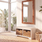 SAFAVIEH Furniture - Freddy 2-Basket Storage Bench - Vintage White - Solid Wood - Coastal Basket Storage Design - Ideal for Entryway, Living Room, Hallway, 18" Seat Height - Fully Assembled (AMH5736D)