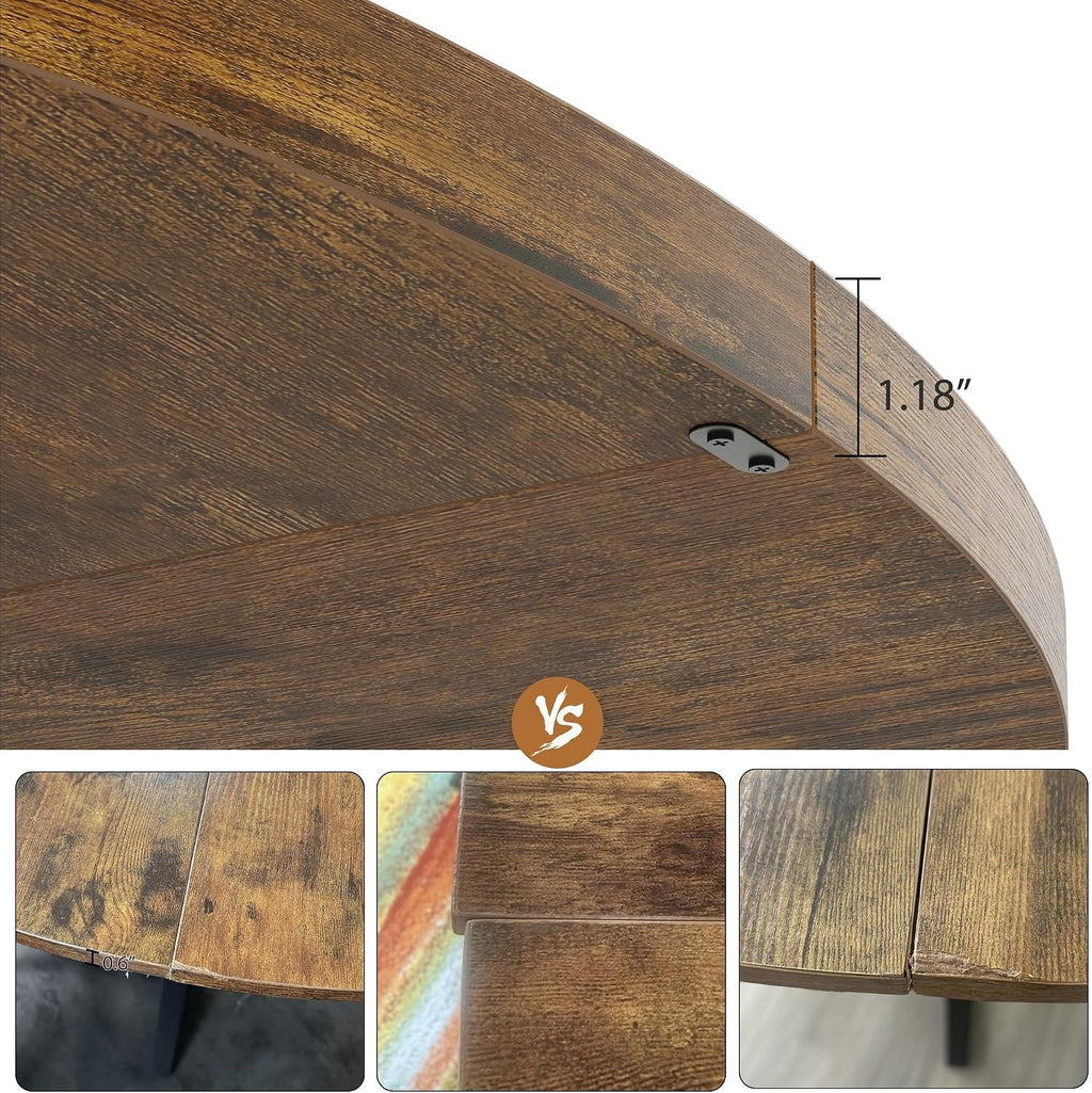 GAOMON 47" Round Dining Table for 4-6 People | Wooden Circle Kitchen Table with Storage Shelf, Industrial Dining Room Table for Kitchen, Dining Room, Save Space