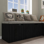 Bobve L-Shape Storage Bench with Cushion, Backless Corner Dining Bench, Kitchen Dining Nook Bench with Hidden Storage for Dining Room, Kitchen, Entryway (Black)