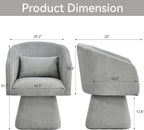 VKNOW Upholstered Swivel Dining Chairs Set of 1, Modern Dining Room Chairs with Barrel Back, Accent Arm Chair with Pillow for Dining Room, Living Room, Bedroom, Vanity, Gray