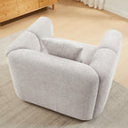 VANOMi 42" W Oversized Armchair, Modern Boucle Accent Chair with Pillow, Comfy Living Room Chairs for Reading, Office, Apartment, Light Khaki