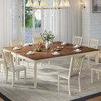 AMERLIFE 79 Inch Farmhouse Dining Table for 6 to 8, Large Rectangular Solid Wood Kitchen Dining Table with Roman Conical Legs, Rustic Dining Room Table for Family Gatherings, Rustic Cream
