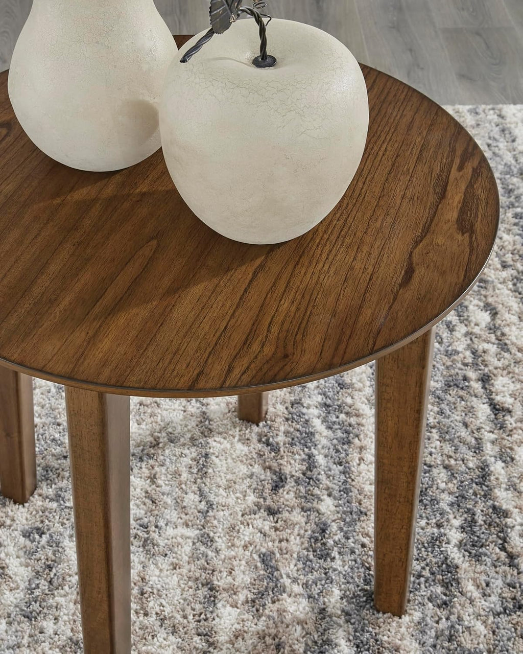 GTU Furniture Casual Wood Veneer Round 3-Piece Coffee Table Set, Cocktail Table with 2 Matching End Tables, Brown Finish for Living Room