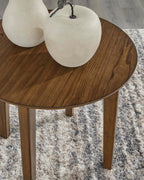 GTU Furniture Casual Wood Veneer Round 3-Piece Coffee Table Set, Cocktail Table with 2 Matching End Tables, Brown Finish for Living Room