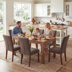 Farmhouse Dining Chairs Set of 6, High Back with Wooden Legs and Nailhead Trim, Modern Fabric Dining Room Chair for Kitchen/Restaurant