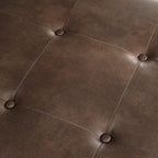 Homebeez 28" Faux Leather Storage Ottoman Bench, Button Tufted Ottoman | Square Coffee Table Ottoman with Wooden Legs for Living Room Bedroom, Mottled Brown