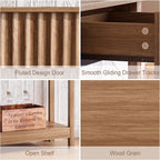 Treocho 47" Fluted Console Table with 3 Drawers and Storage Shelf | Narrow Long Entryway Table,Behind Couch Accent Tables, Entrance Foyer, Hallway, Living Room, Brown