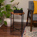 BIRDROCK HOME Folding Side Table with Removable Wood Tray - Modern Accent, Foldable End Table for Living Room, Bedroom - Portable Serving Tray for Decoration, Coffee, Drinks & Food - Natural Acacia