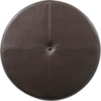 HomePop 24" Round Leatherette Storage Ottoman - Chocolate Brown