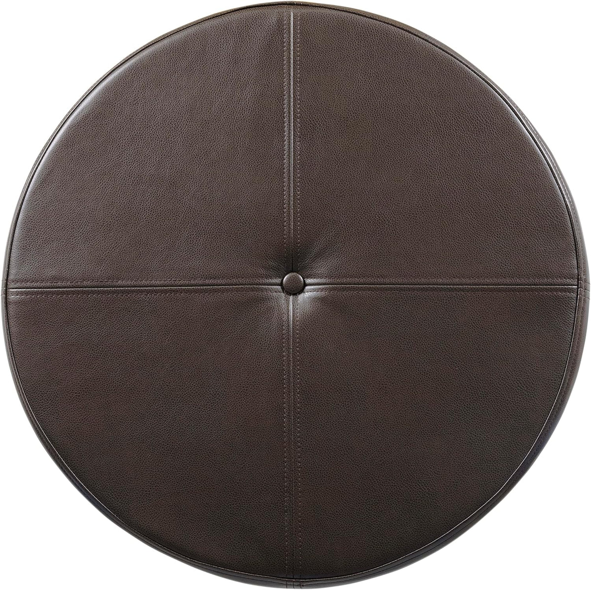 HomePop 24" Round Leatherette Storage Ottoman - Chocolate Brown