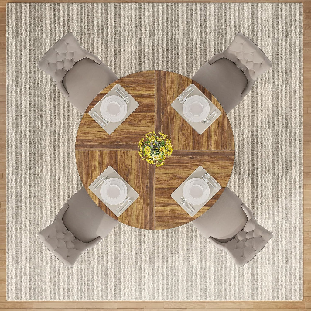 Tribesigns 47 inch Round Dining Table Wood Kitchen Table for Dining Room, 47" Dinner Room Tables for 4-6, Farmhouse Accent Furniture with Wooden Tabletop and Cross Base, Rustic+Black