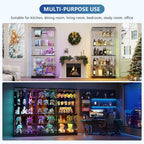 Lvifur Full Deep Glass Display Cabinet with RGB Lights and Lock, Black