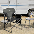 EVER ADVANCED Lightweight Aluminum Director Camping Chair, 350 lb Capacity | 19" Joint-Friendly Seat for Easy Standing with Side Table, Cup Holder & Storage, Ideal for Camping, Makeup Artists, Vendors
