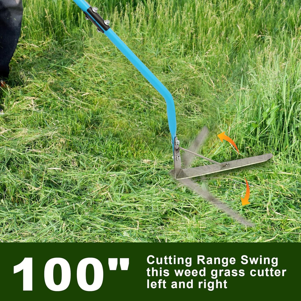 sancat Weed Cutter,Weeder with Double-Edged 304 Stainless Steel Sharp Blade, Manual Weed wracker, Long Sickle with 41’’ Soft Rubber Handle, Garden Tool for Grass